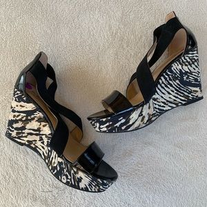 3/$25 BCBGeneration animal print wedge sandals